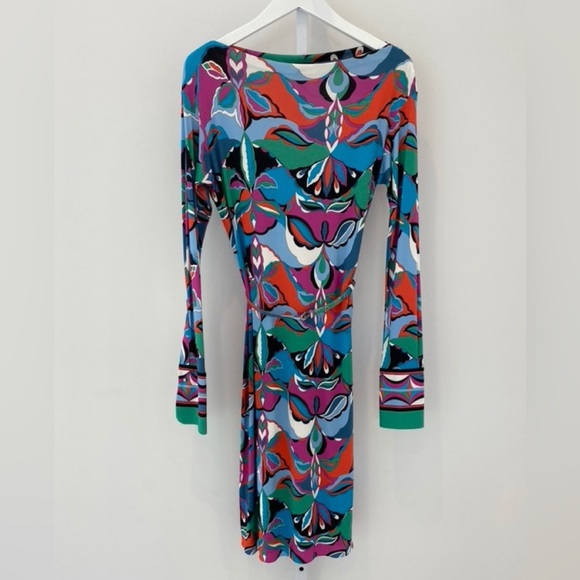 EMILIO PUCCI BLUE MULTI PRINT DRESS SIZE US 12 / IT 46 NWOTS! - Picture 2 of 16